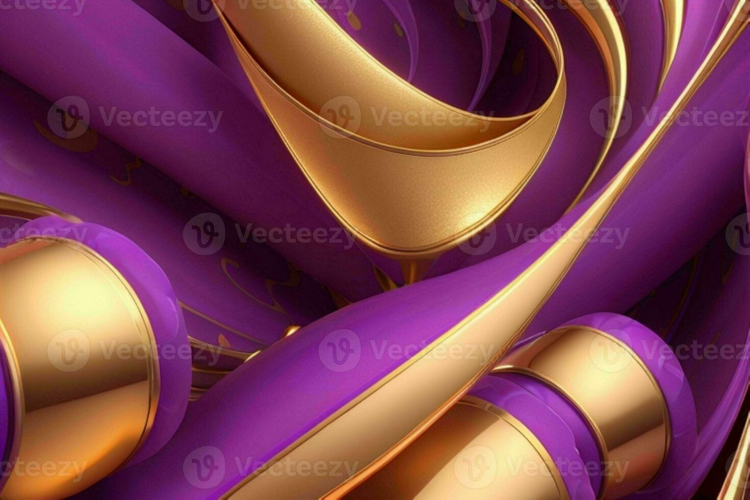 ai generiert 3d Rendern Luxus Fett gedruckt lila und golden abstrakt Hintergrund. Profi Foto