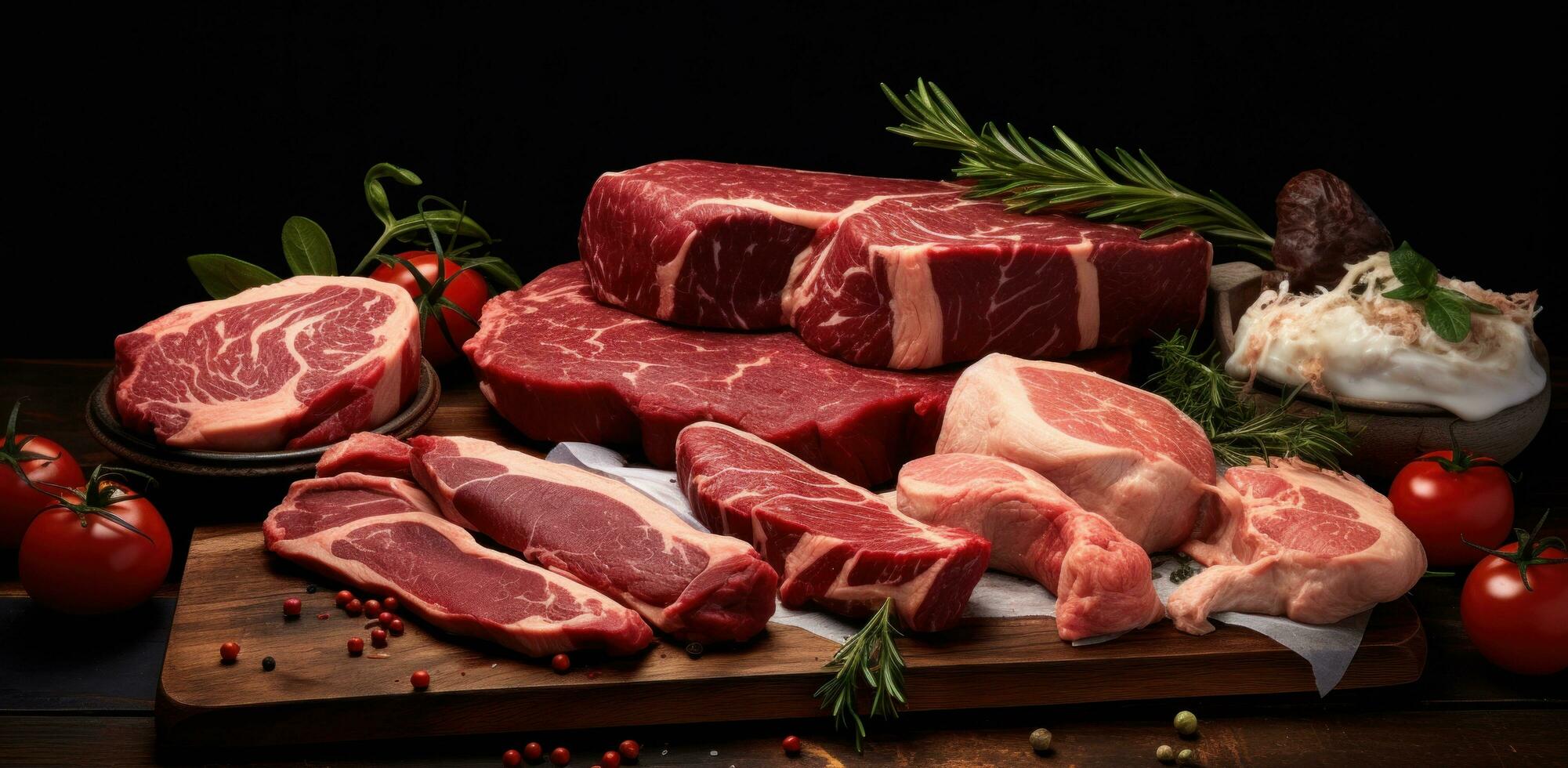 ai generiert Was sind das die meisten Beliebt schneidet von Fleisch wie entgegengesetzt zu Steak foto