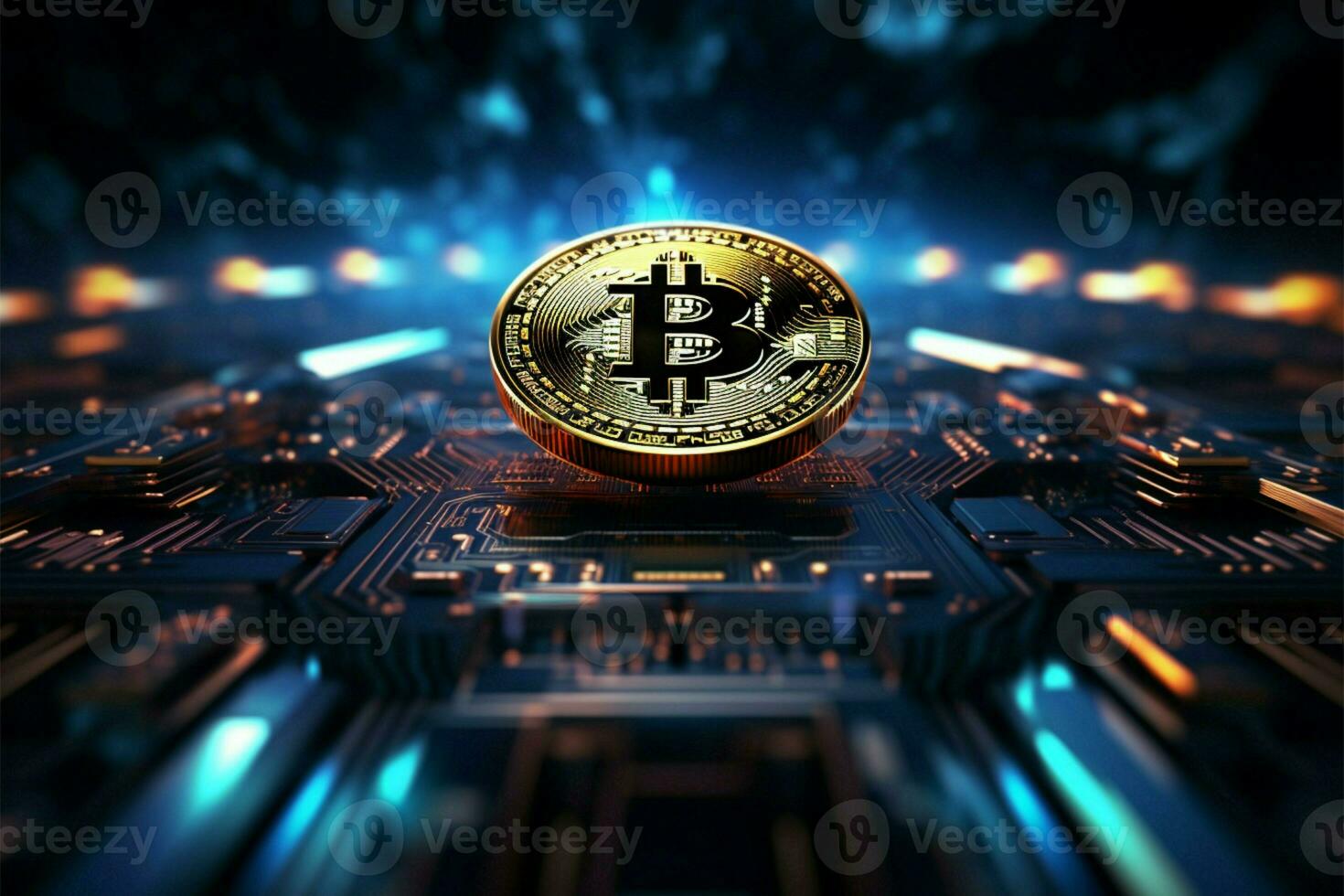 ai generiert Digital Währung Bitcoin Illustration zum Grafik, Marketing, Lager handeln, Forex foto