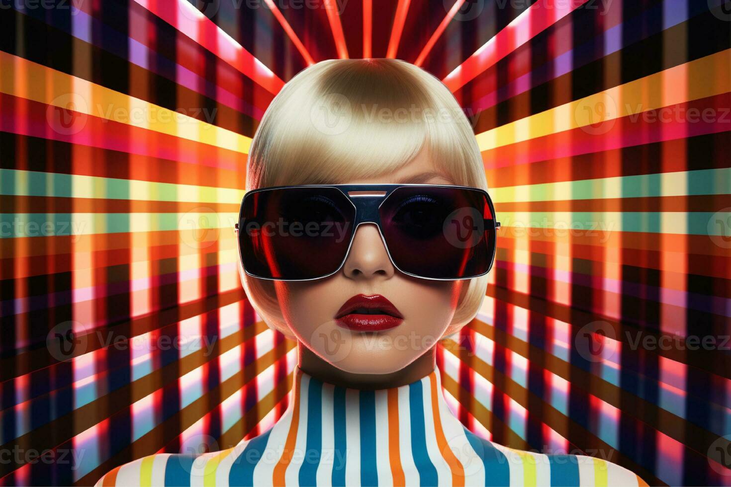 ai generiert retrofuture Mode Cyber Frau Illustration foto