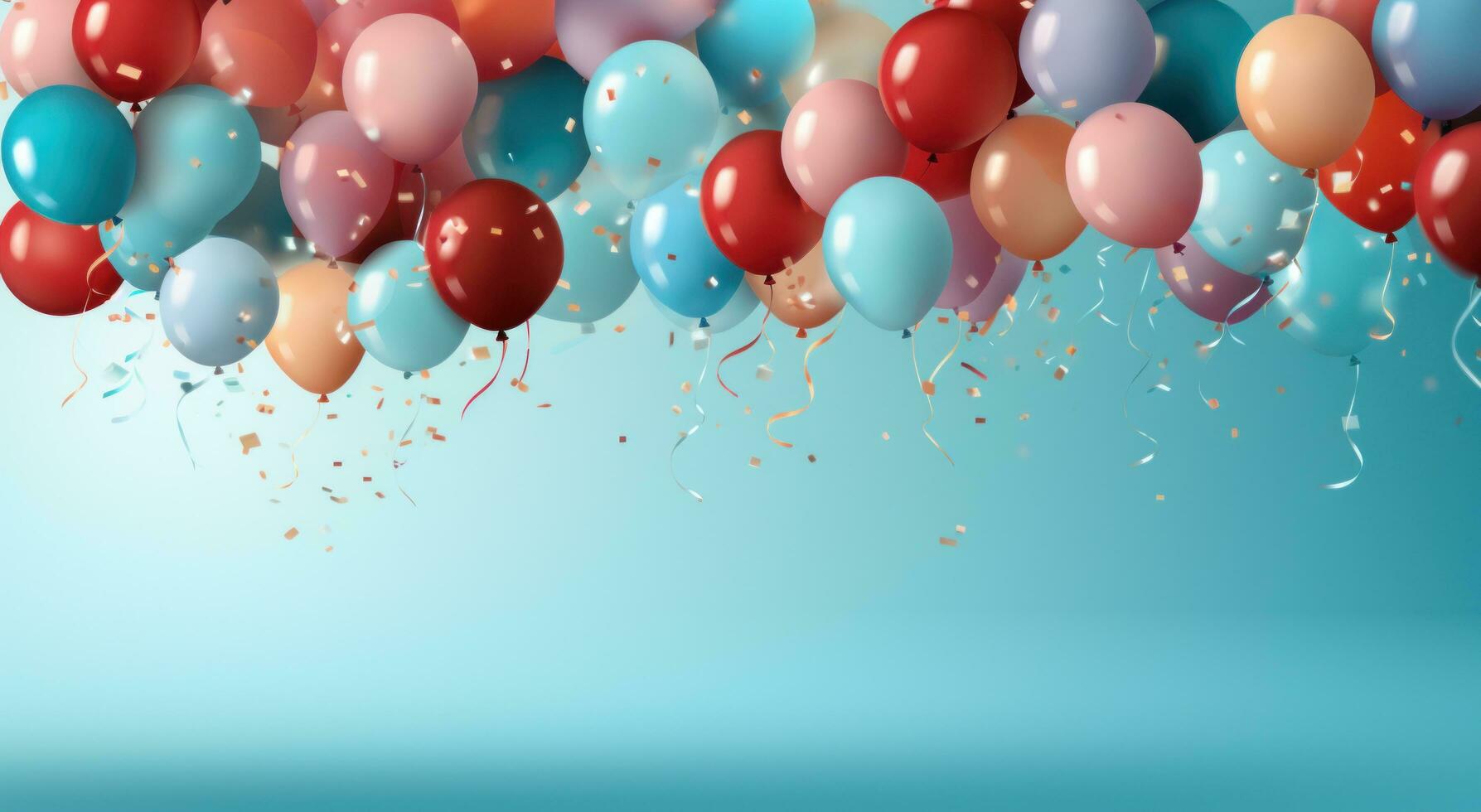 ai generiert Party Geburtstag Hintergrund mit Luftballons und Konfetti foto