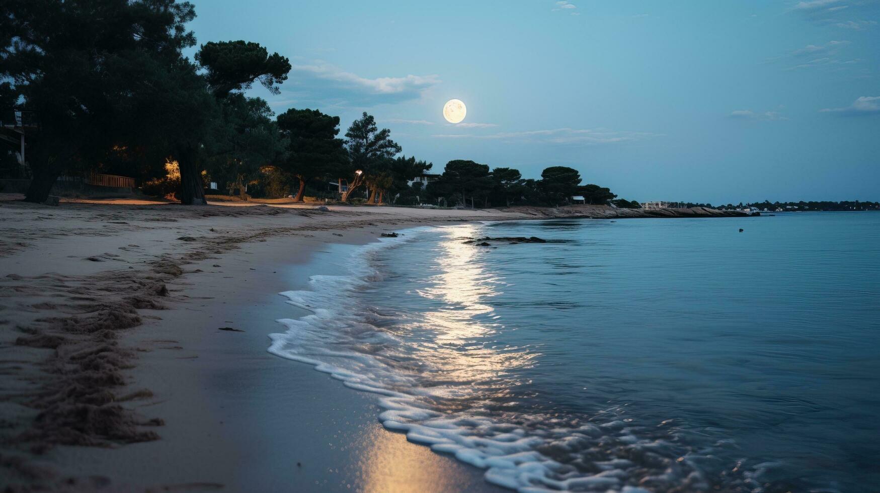 ai generiert ein ruhig Strand Aussicht beim Sonnenuntergang. generativ ai foto