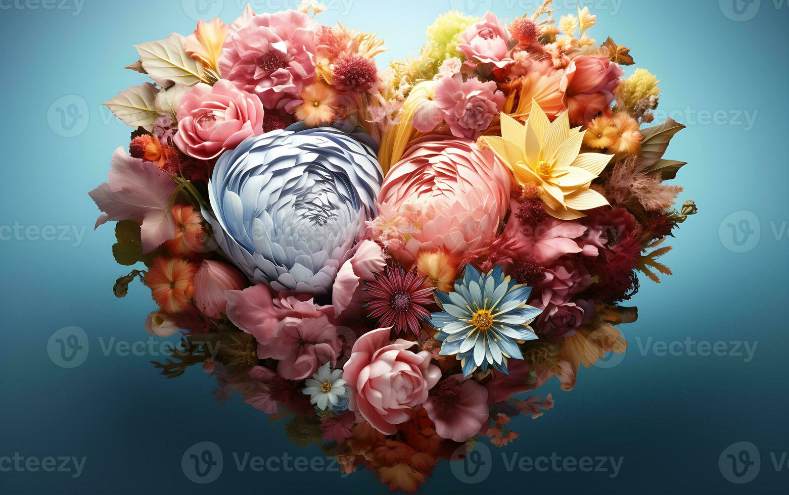 ai generiert ein Aussicht von Liebe mit ein Pastell- Hintergrund und Herz gestalten mit Blumen foto