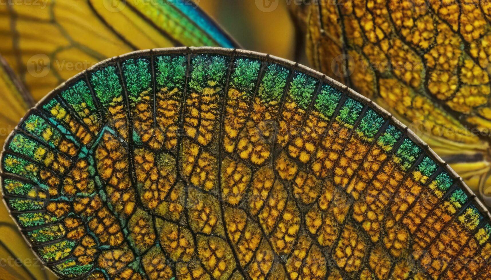 ai generiert detailliert Aussicht von golden Schmetterling foto