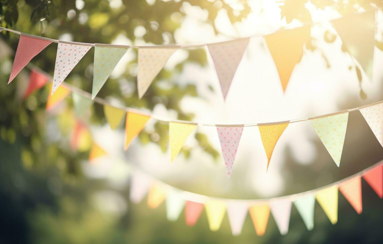 ai generiert Papier Ammer im Sonnenlicht zum ein Hochzeit oder Party foto