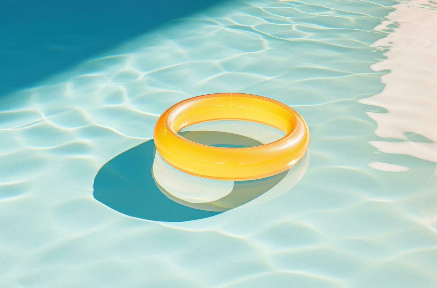 ai generiert einer Ring schwebend auf ein Schwimmbad foto