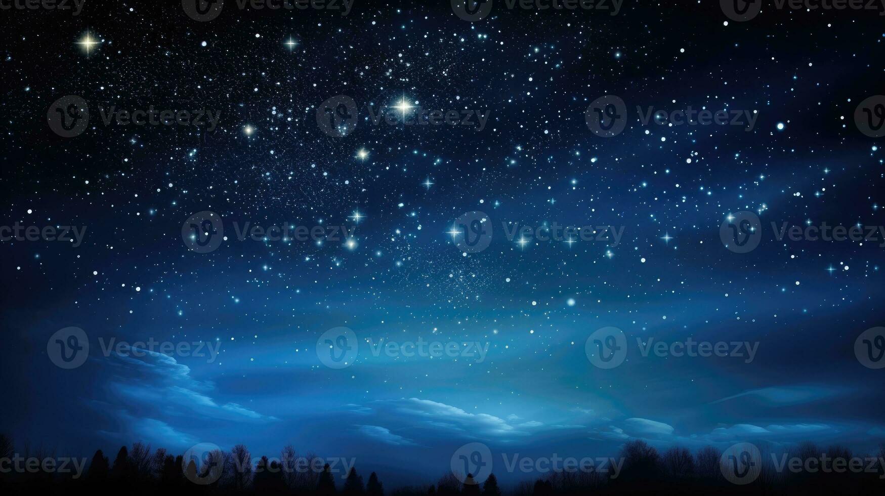 ai generiert schimmernd Sterne, Silber Mond, milchig Weg Galaxis. foto