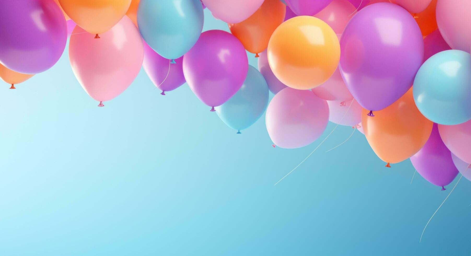 ai generiert mehrere anders farbig Luftballons im ein Blau Hintergrund foto