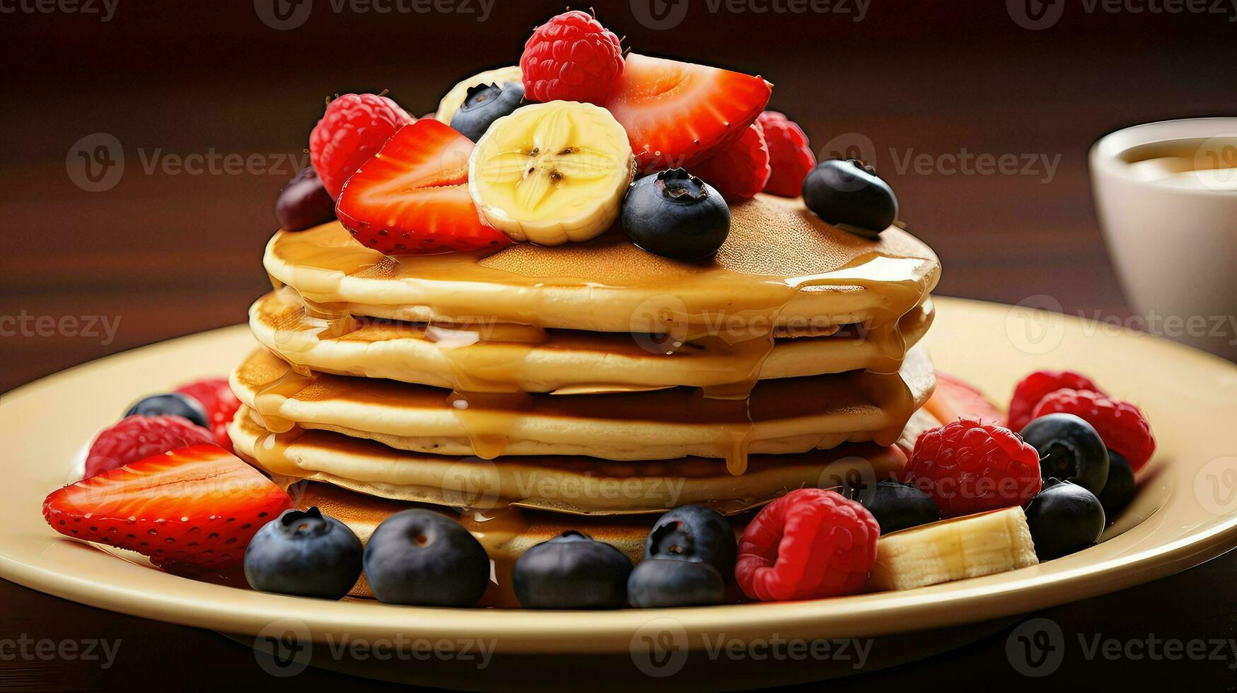 ai generiert Vollkorn gesund Pfannkuchen Essen foto