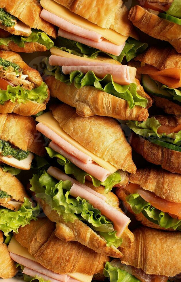 ai generiert Gourmet Croissant Sandwich Sortiment Vitrine foto