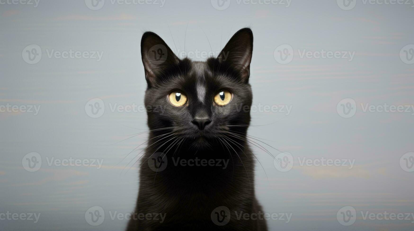 ai generiert schwarz Katze Haustier Porträt Fotografie, ai foto
