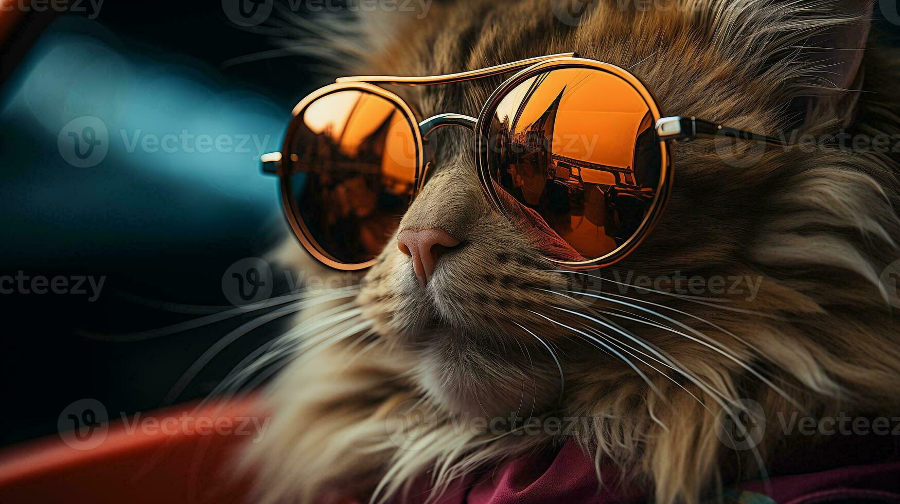 ai generiert cool Reich erfolgreich Katze mit Sonnenbrille foto