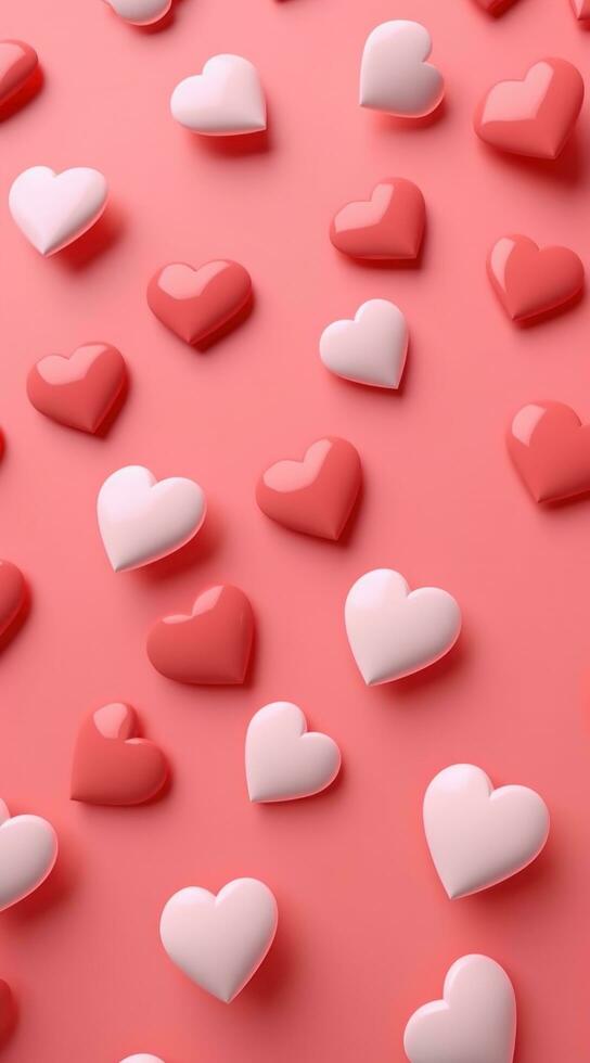 ai generiert Herzen mit Hintergrund auf Valentinstag Tag im Bewegung im das Hintergrund auf rot foto