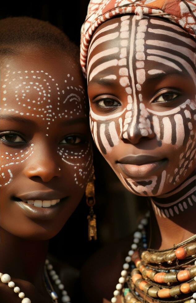 ai generiert zwei Frauen im Afrika foto