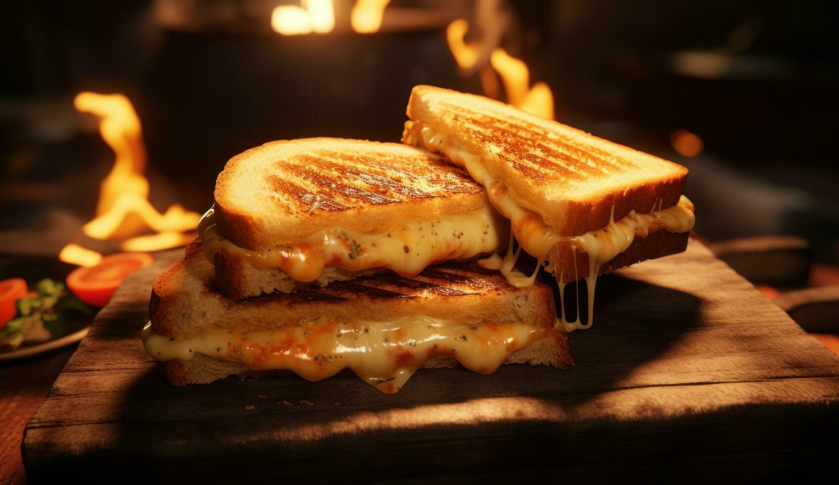 ai generiert Käse und Käse gegrillt Sandwich Bild foto