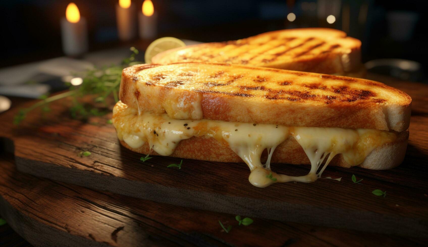 ai generiert Käse und Käse gegrillt Sandwich Bild foto
