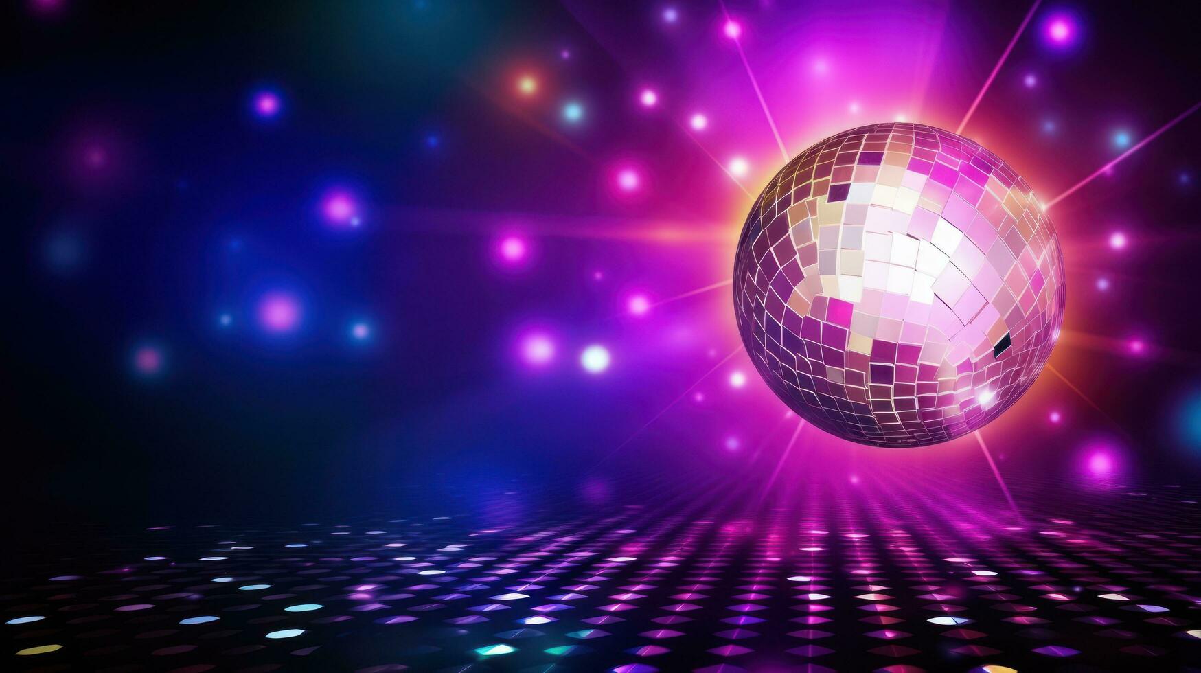 ai generiert Disko Ball Hintergrund mit Kopieren Raum foto