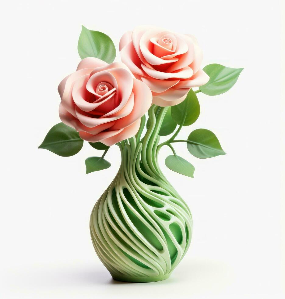ai generiert Rose Vase Blume isoliert foto