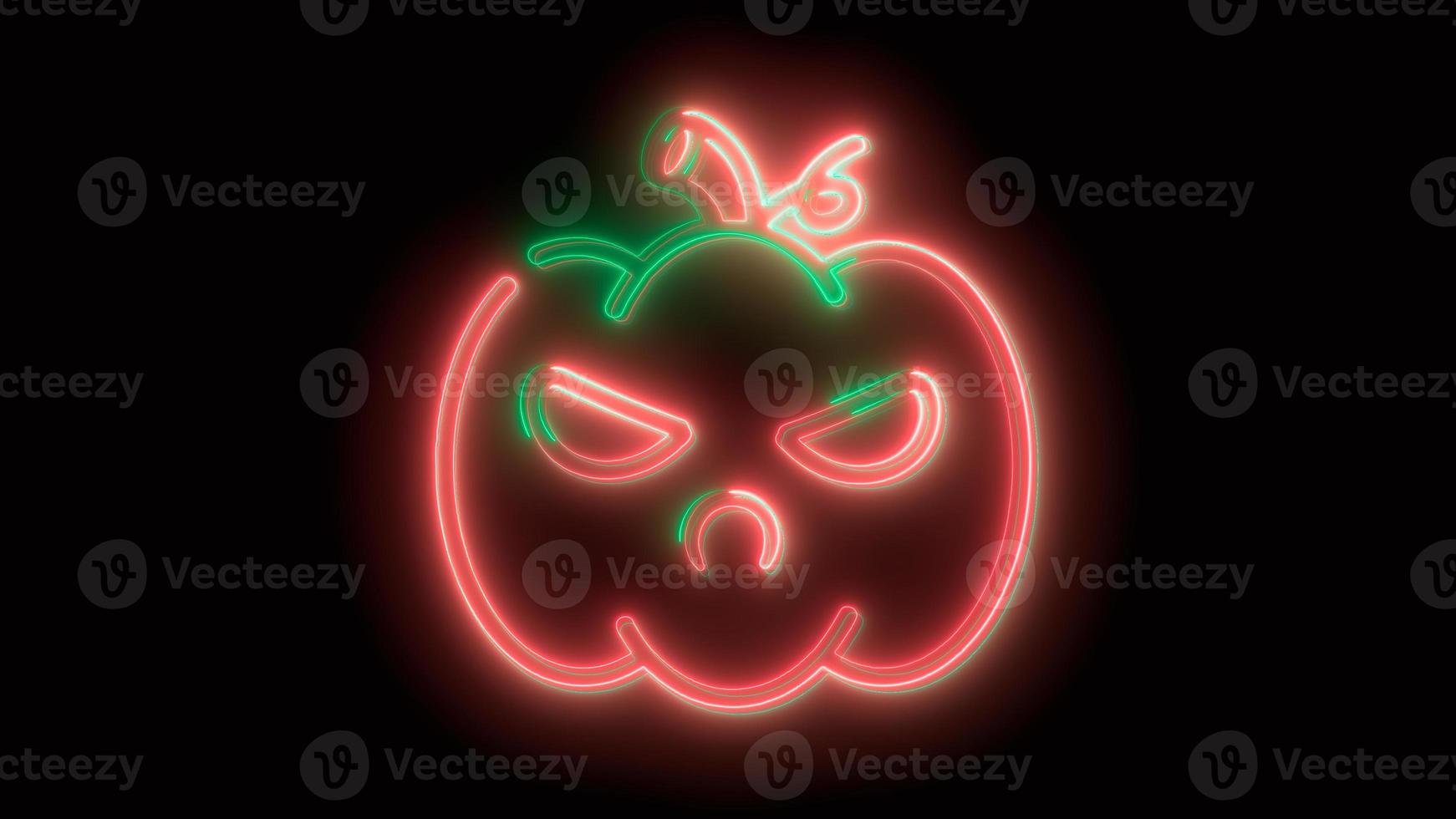 neonroter Halloween-Kürbis, Emoji, 3D-Rendering, foto