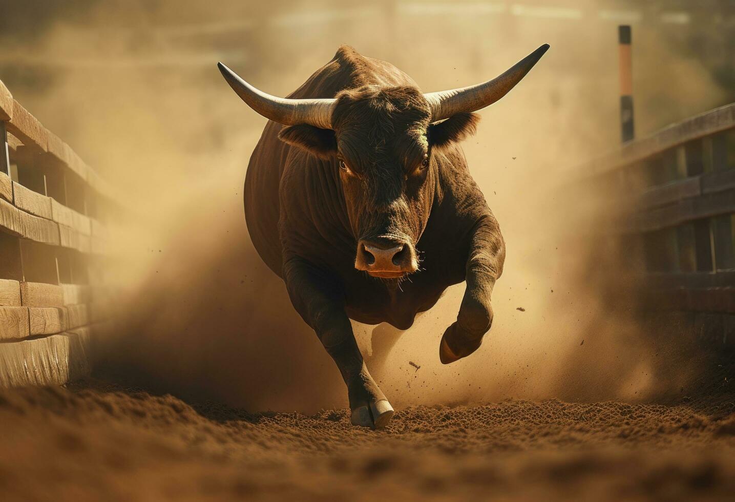 ai generiert Stier beim Stierkampf im Mallorca foto