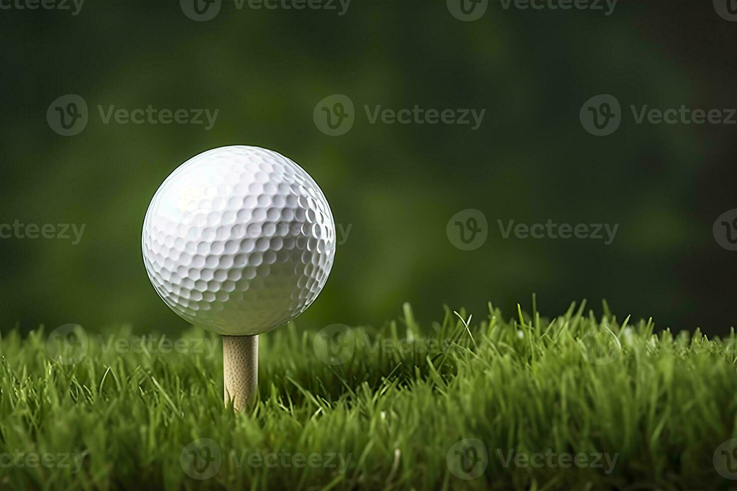 ai generiert Weiß Golf Ball auf hölzern Tee mit Gras. generativ ai foto