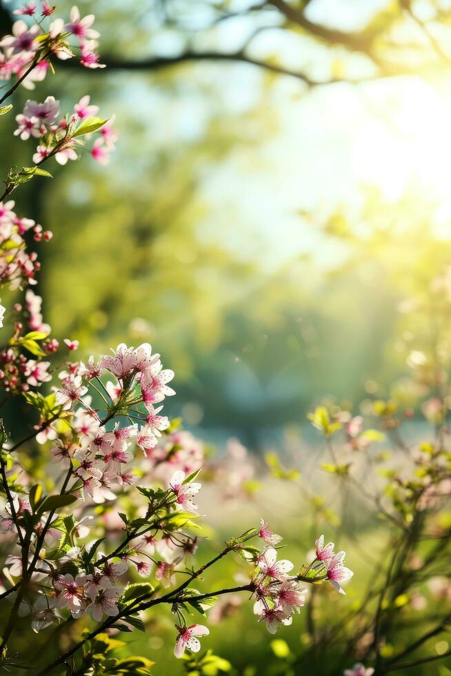 ai generiert naturak Frühling Hintergrund mit Kopieren Raum foto