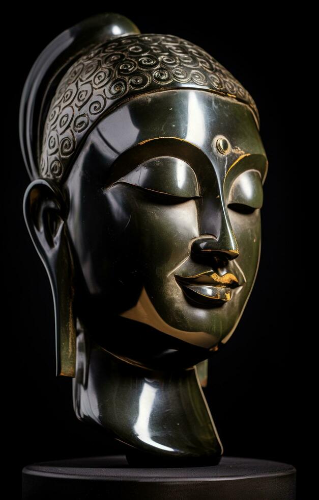 ai generiert Buddha Kopf Statue, foto
