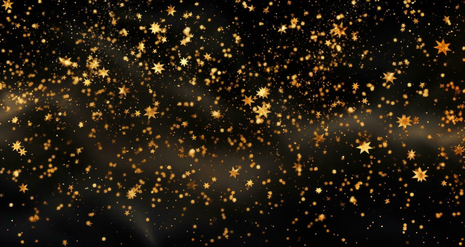 ai generiert Gold Sterne glänzend auf schwarz Hintergrund foto
