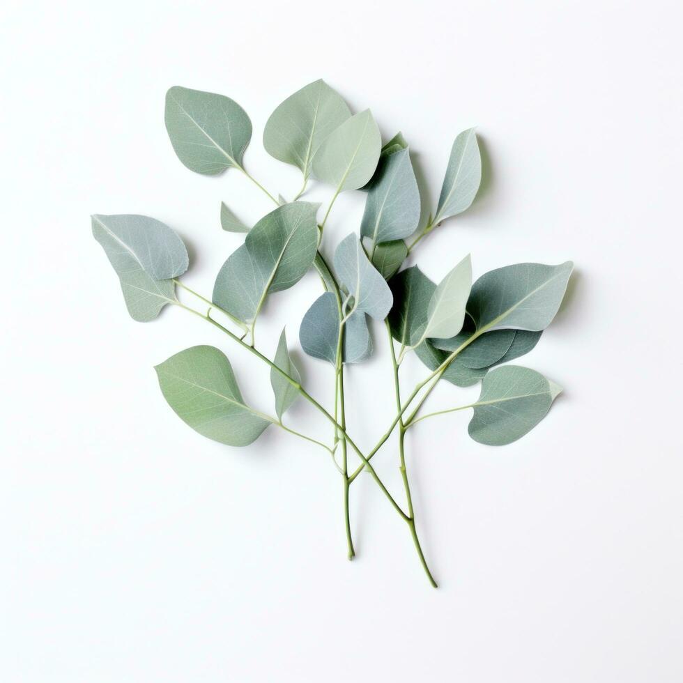 ai generiert Eukalyptus Pflanze auf Weiß Hintergrund, foto