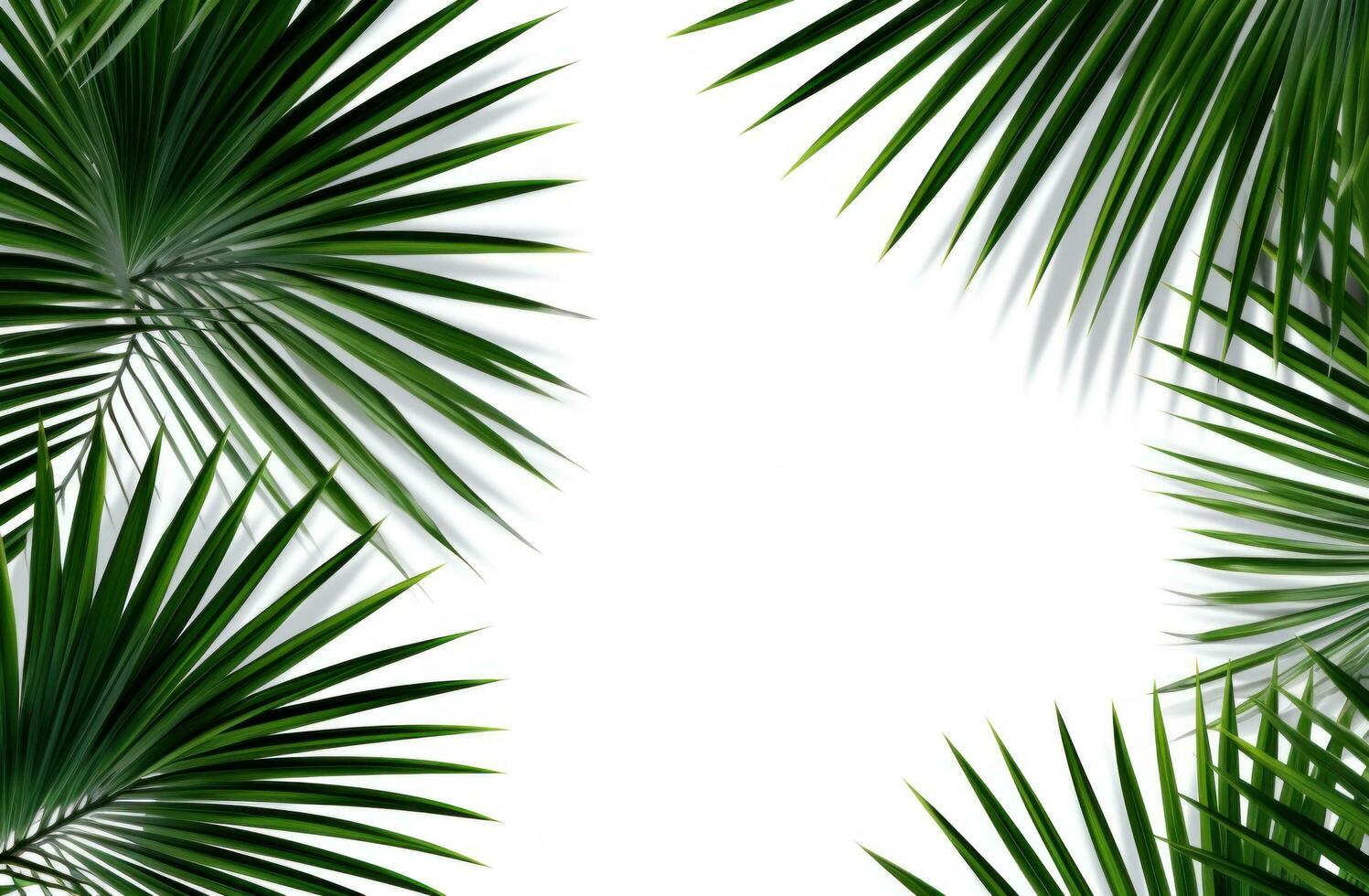 ai generiert Palme Blätter auf Weiß Hintergrund. foto