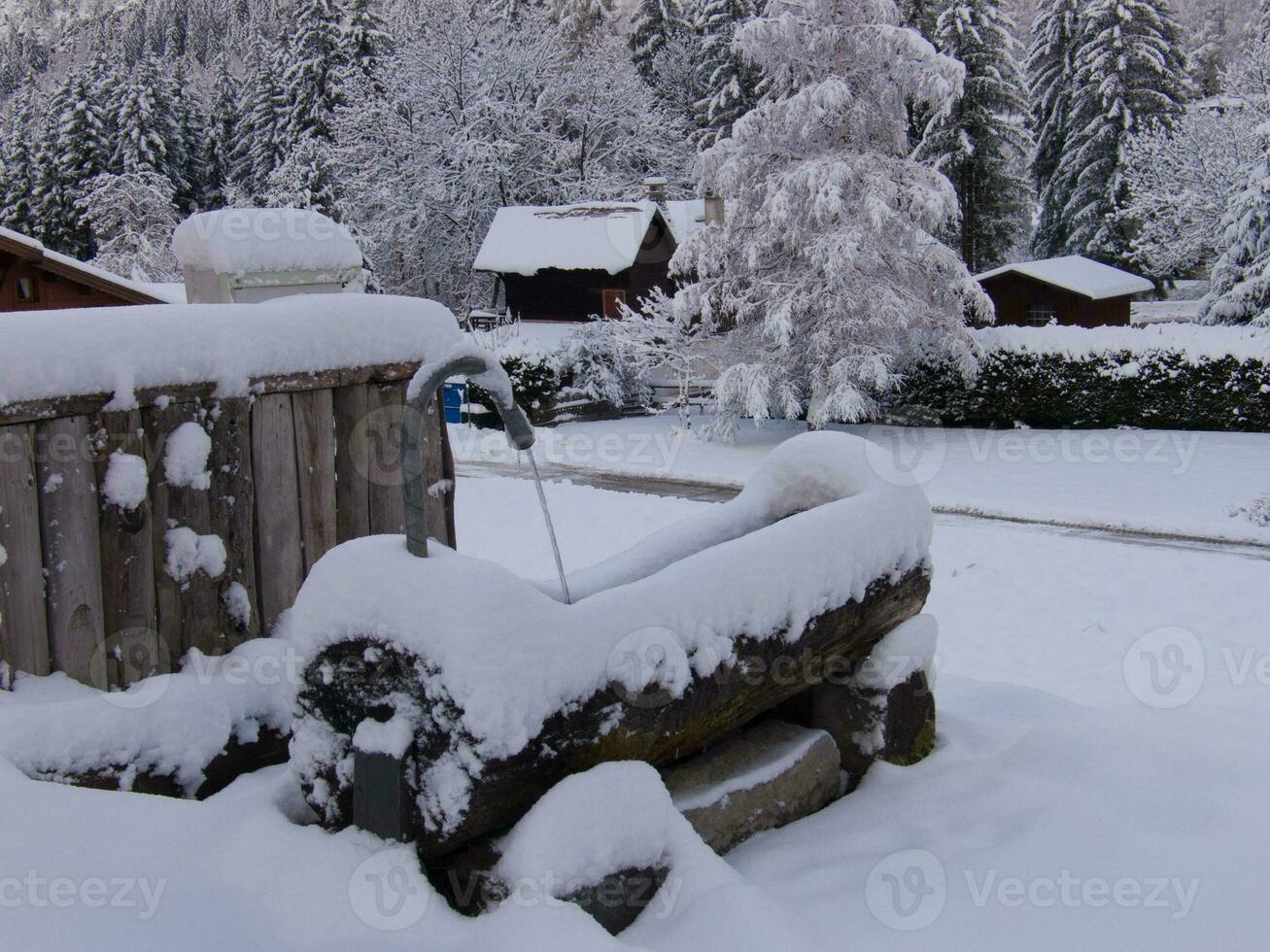 ein Schnee bedeckt Log foto