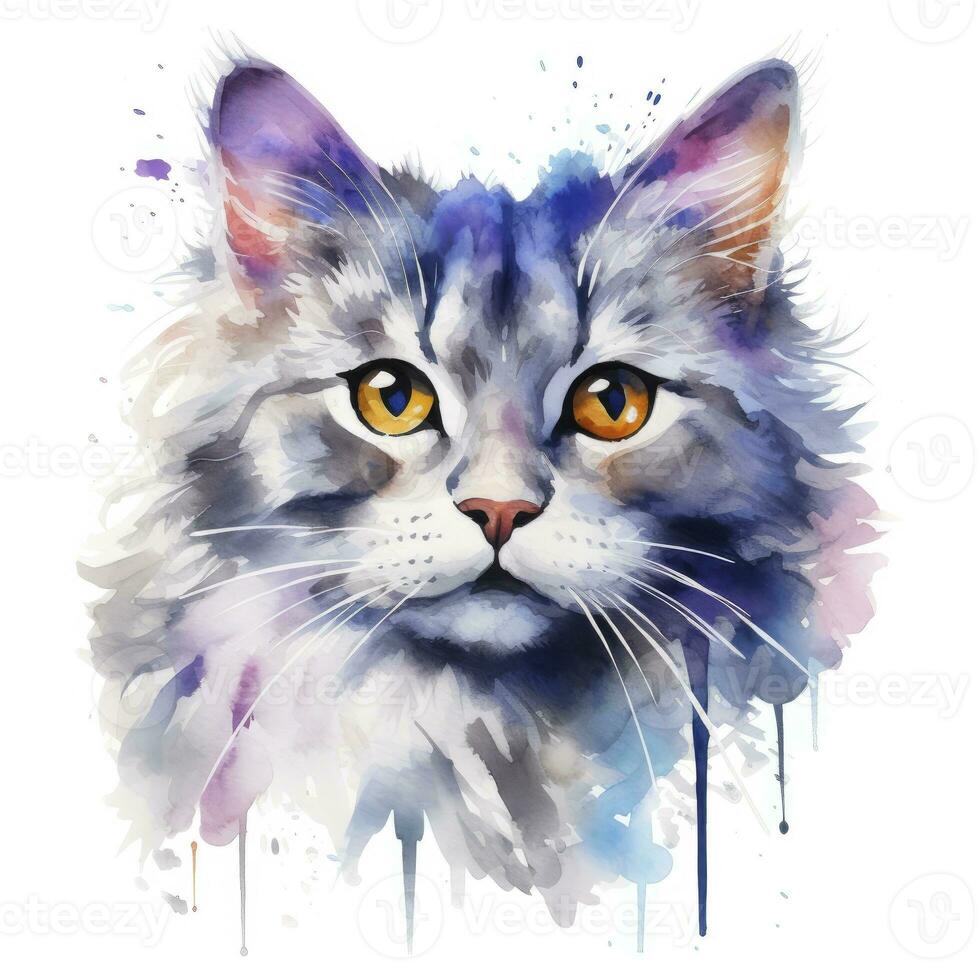 ai generiert Aquarell Katze Clip Kunst auf Weiß Hintergrund. ai generiert foto