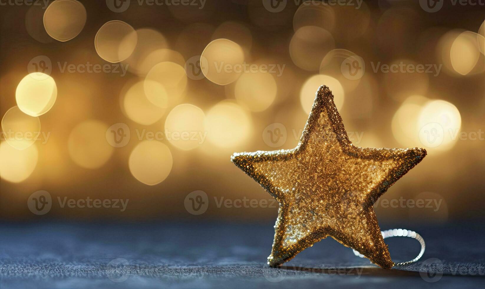 ai generiert funkelnd golden Weihnachten Stern. Ornament Dekoration defokussiert Bokeh Hintergrund. ai generiert foto