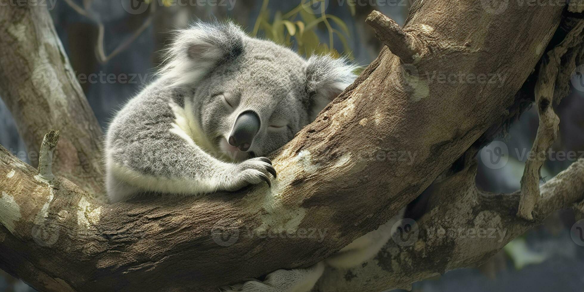 ai generiert Koala schlafend im Baum. ai generiert foto