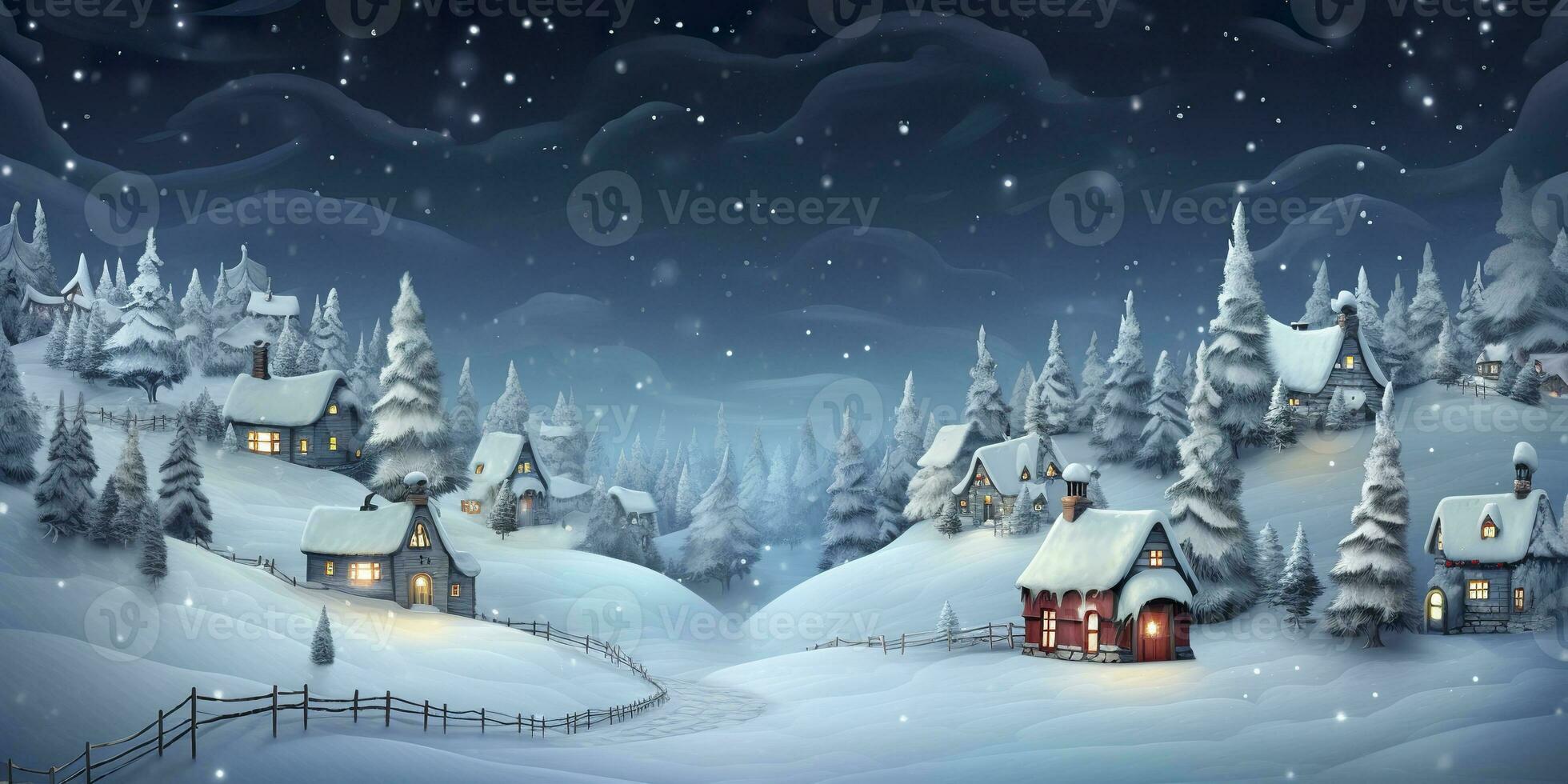ai generiert Haus mit Weihnachten Baum im Winter zum fröhlich Weihnachten und glücklich Neu Jahr. ai generiert foto