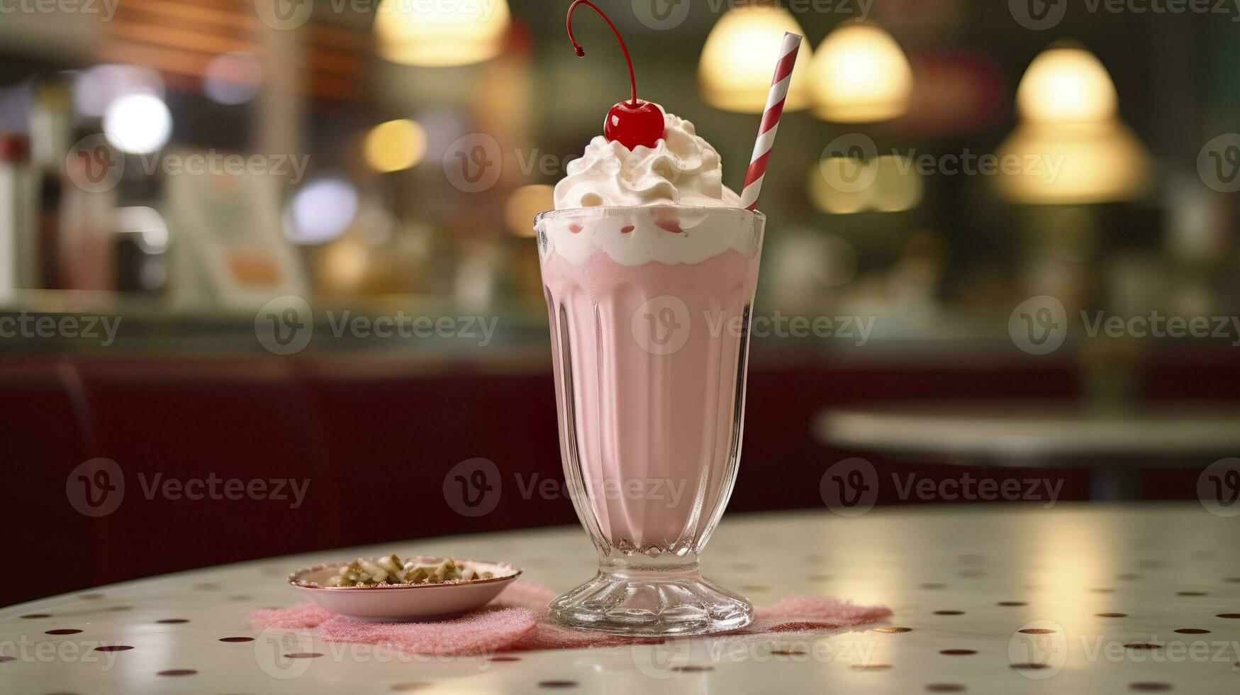 ai generiert Kirsche Milchshake im ein klassisch amerikanisch Abendessen. Essen Fotografie Konzept. generativ ai foto