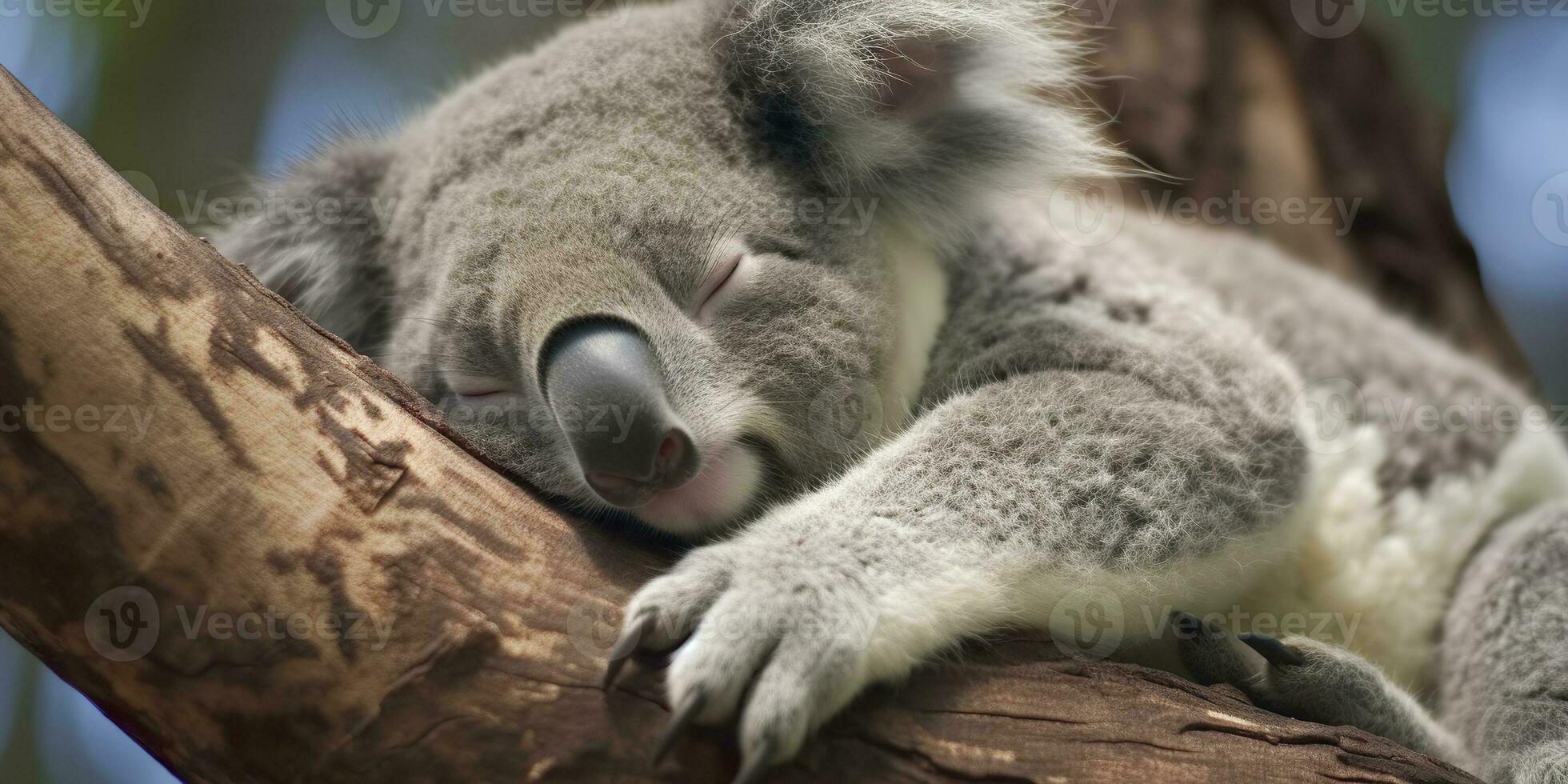 ai generiert Koala schlafend im Baum. ai generiert foto