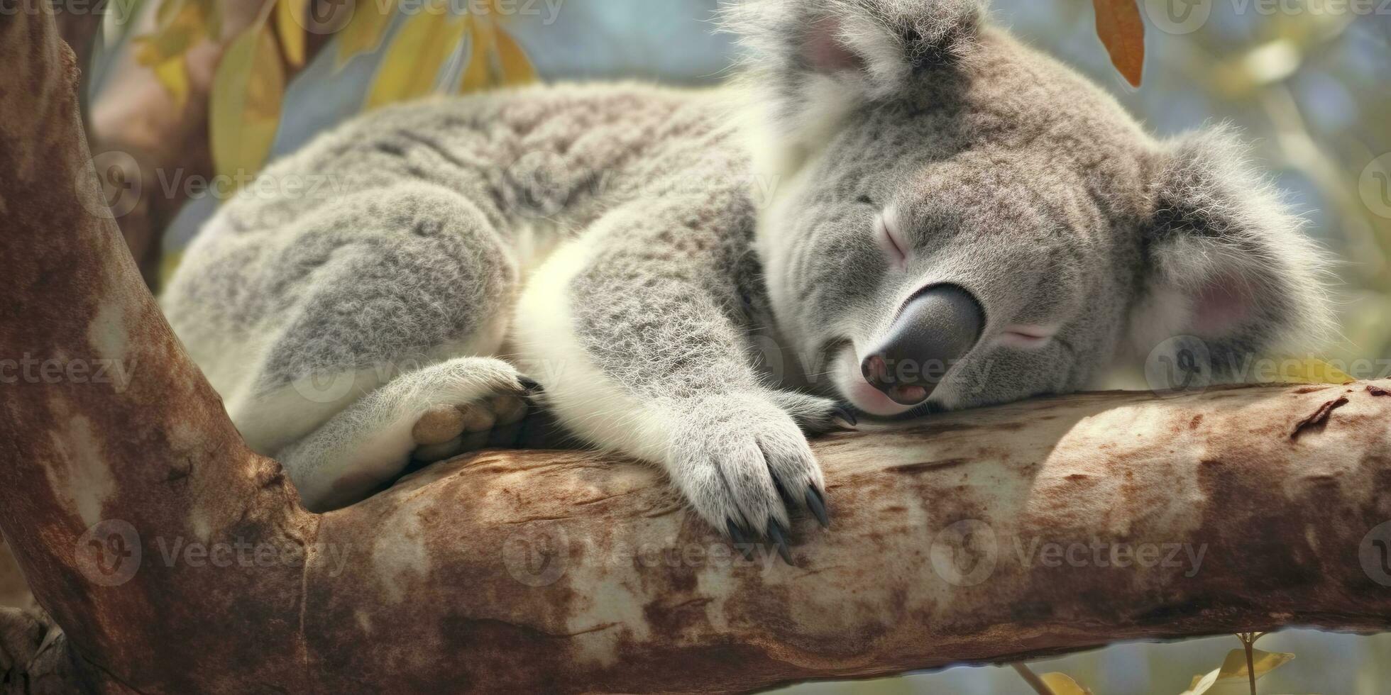 ai generiert Koala schlafend im Baum. ai generiert foto