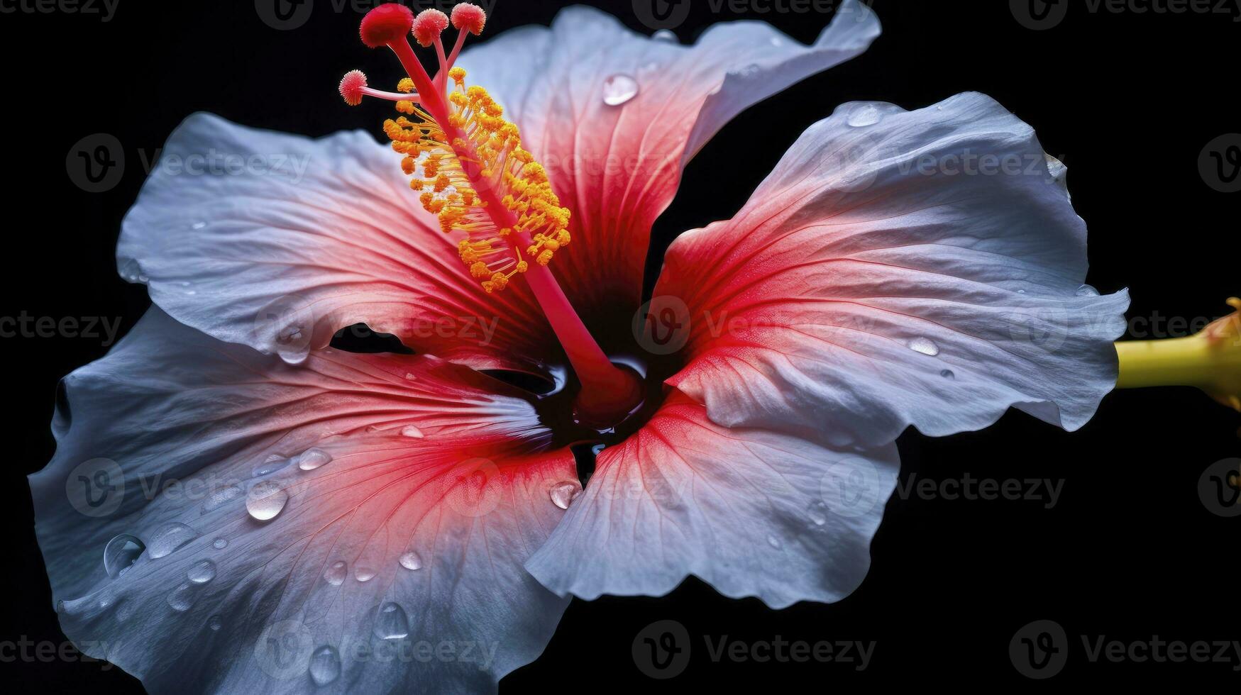 ai generiert ein Hibiskus Blume mit ein schwarz hintergrund.ai generiert. foto