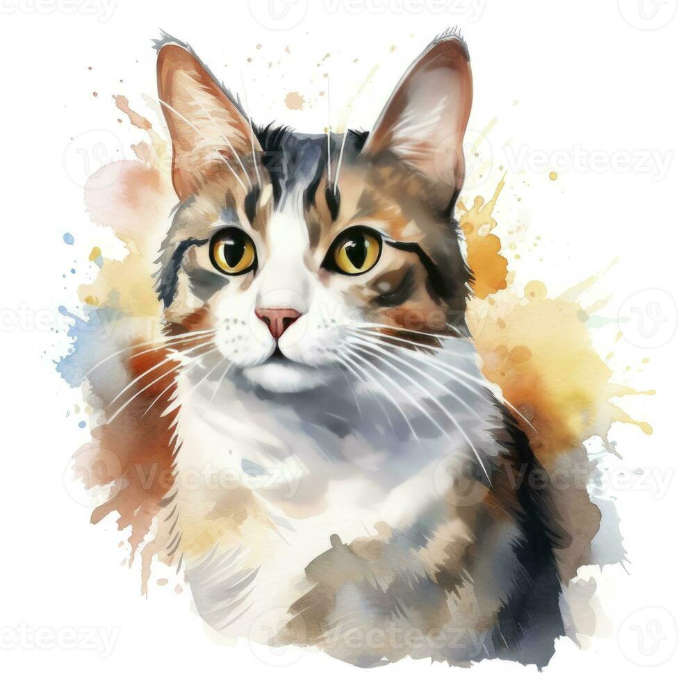 ai generiert Aquarell Katze Clip Kunst auf Weiß Hintergrund. ai generiert foto