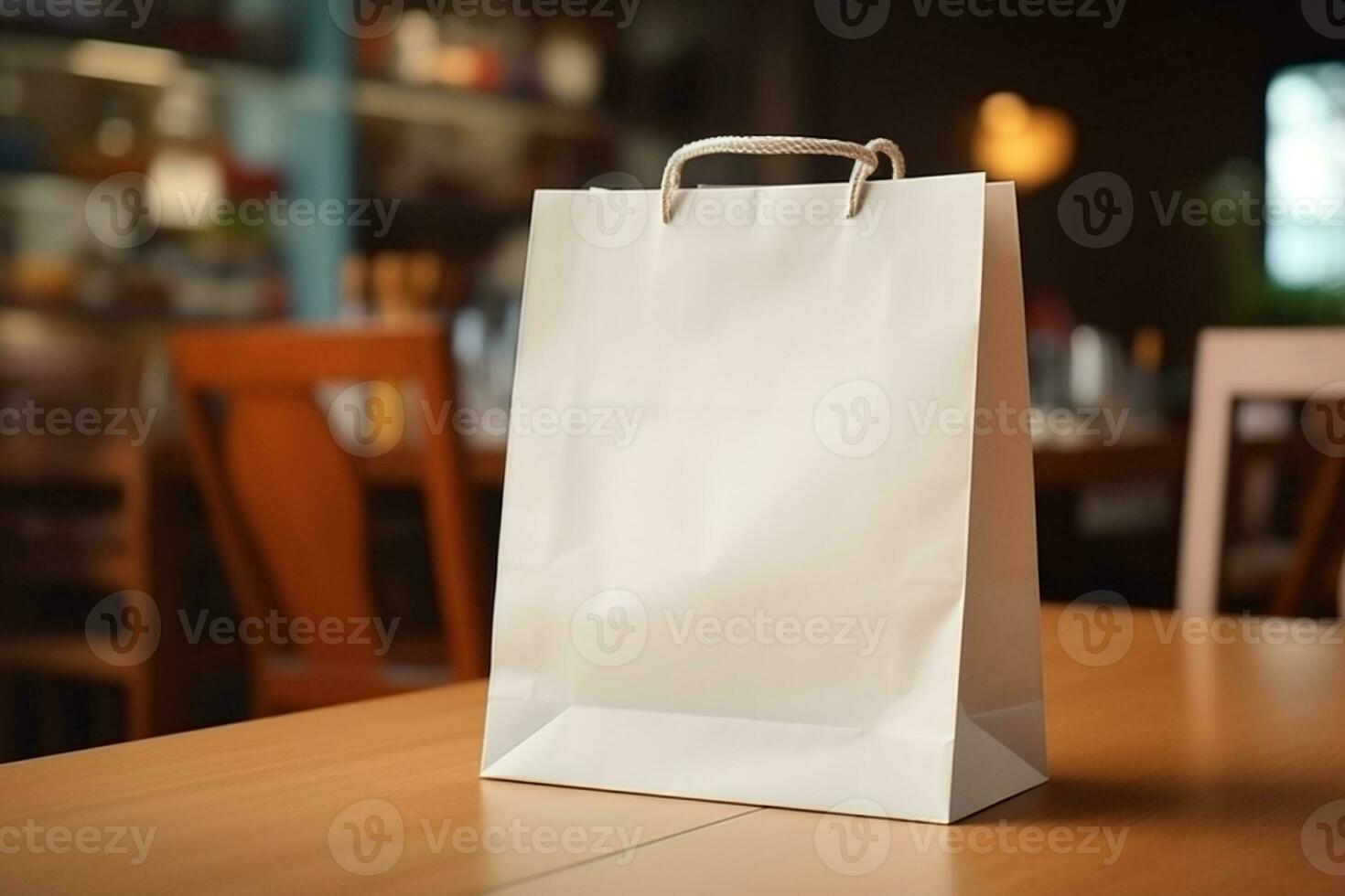 ai generiert leeren Papier Tasche Attrappe, Lehrmodell, Simulation zum Merchandising foto