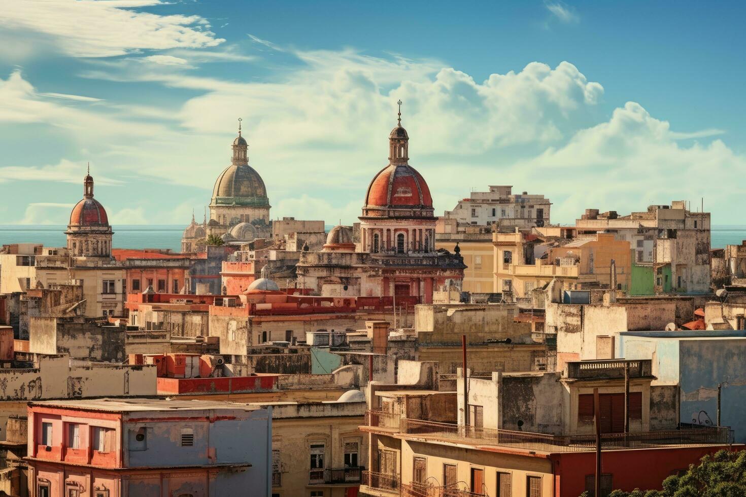 ai generiert Stadtbild von Valletta mit Basilika von st. Nikolaus, Malta, Havanna, Kuba, Innenstadt Horizont, ai generiert foto