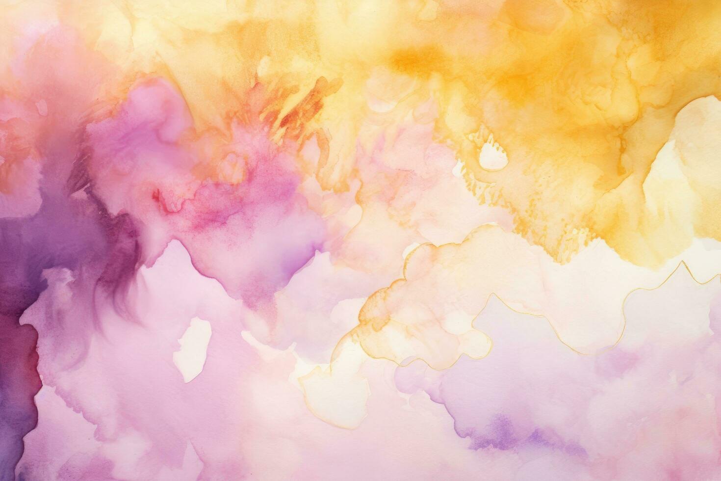 ai generiert abstrakt bunt Aquarell zum Hintergrund. Digital Kunst malen. Farbe Textur, handgemalt Aquarell Hintergrund mit schön Farbtöne von Gelb, Gold, Rosa, und lila, ai generiert foto