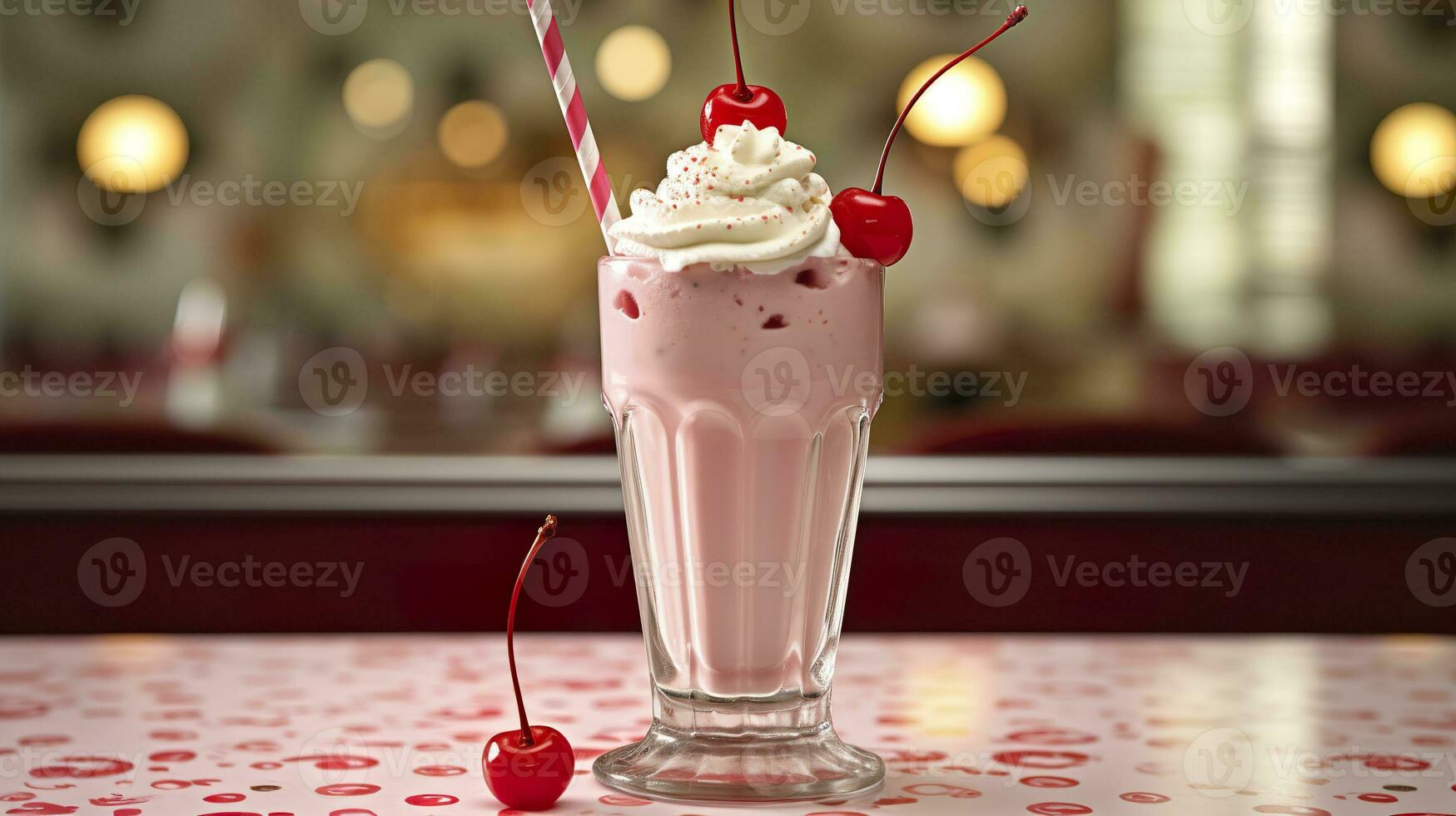 ai generiert Kirsche Milchshake im ein klassisch amerikanisch Abendessen. Essen Fotografie Konzept. generativ ai foto