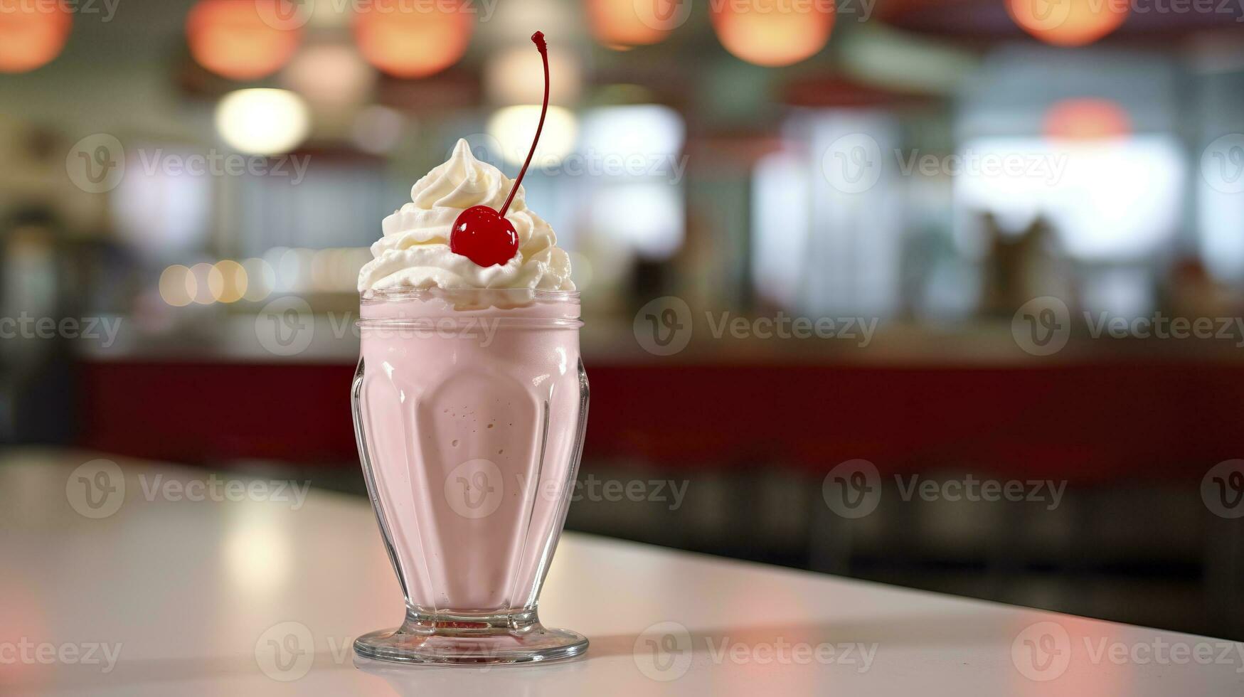 ai generiert Kirsche Milchshake im ein klassisch amerikanisch Abendessen. Essen Fotografie Konzept. generativ ai foto