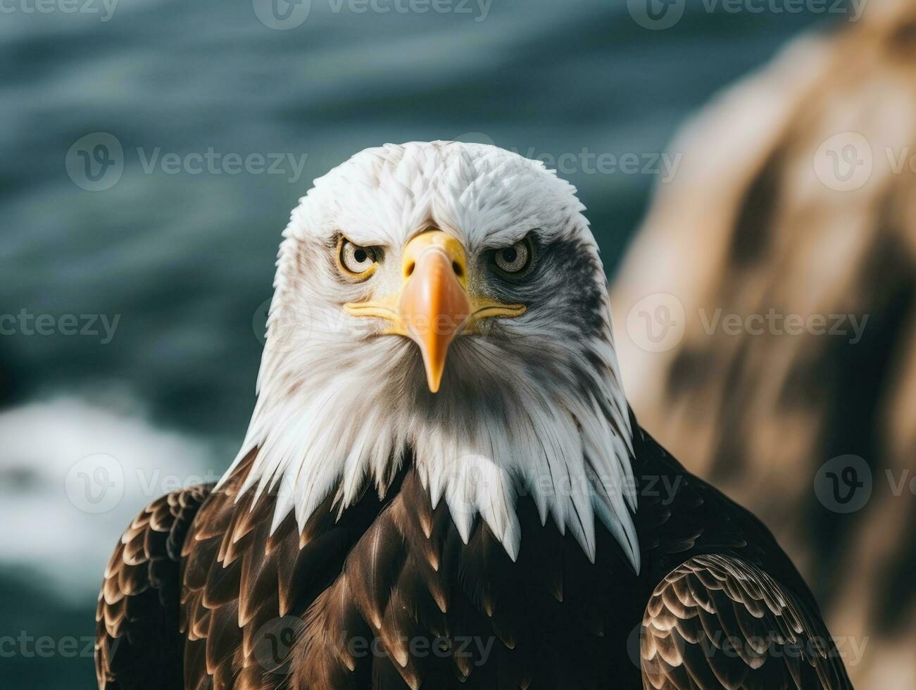 ai generiert amerikanisch kahl Adler im das Natur Hintergrund foto