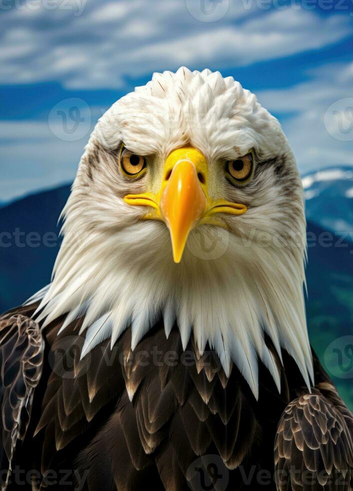 ai generiert amerikanisch kahl Adler im das Natur Hintergrund foto