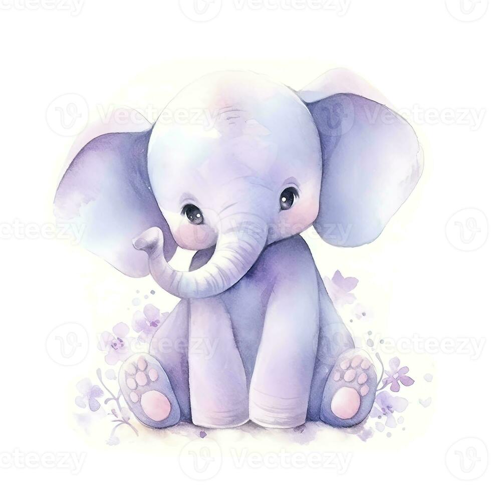 ai generiert Aquarell Baby Elefant. ai generiert foto