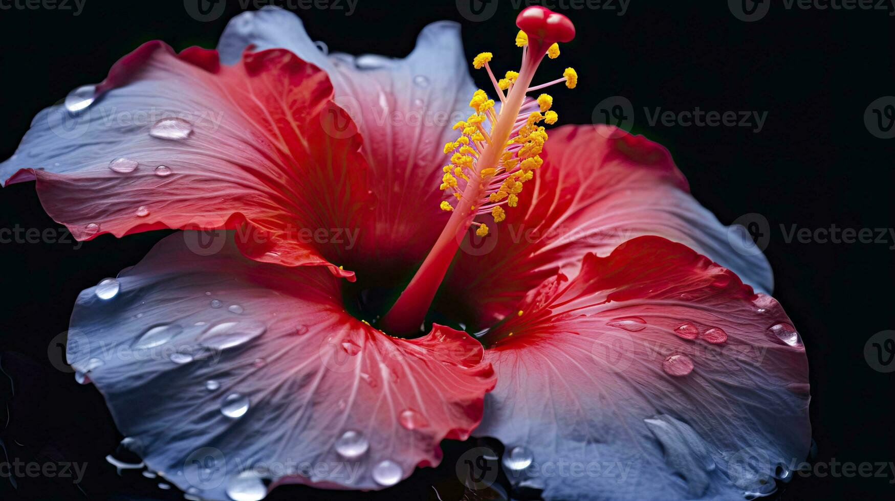 ai generiert ein Hibiskus Blume mit ein schwarz hintergrund.ai generiert. foto