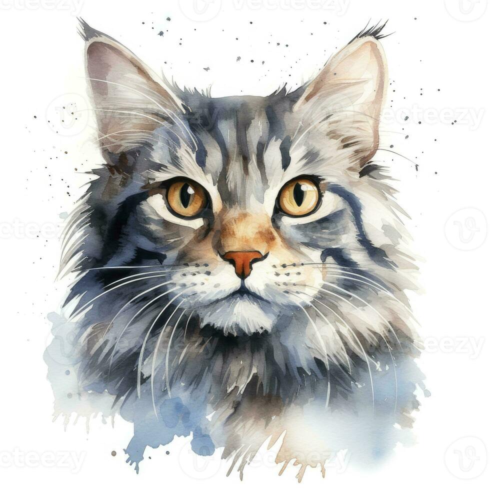 ai generiert Aquarell Katze Clip Kunst auf Weiß Hintergrund. ai generiert foto